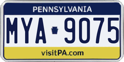 PA license plate MYA9075