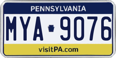 PA license plate MYA9076