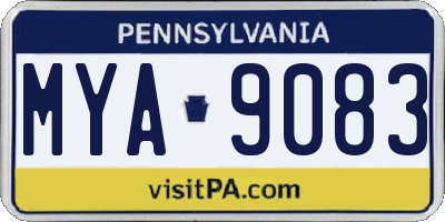 PA license plate MYA9083