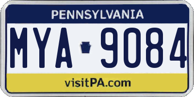 PA license plate MYA9084