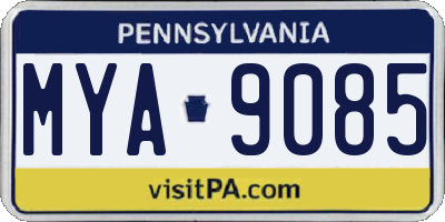 PA license plate MYA9085