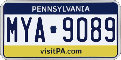 PA license plate MYA9089