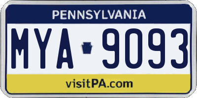 PA license plate MYA9093