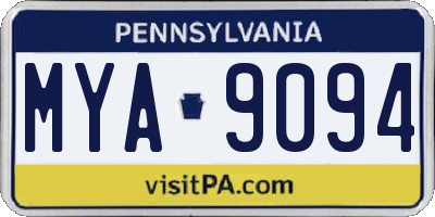 PA license plate MYA9094