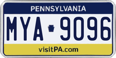 PA license plate MYA9096