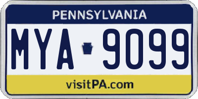 PA license plate MYA9099