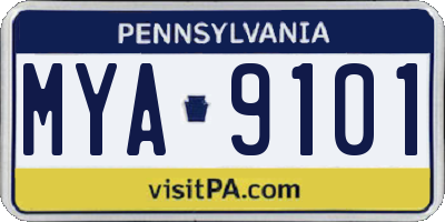 PA license plate MYA9101
