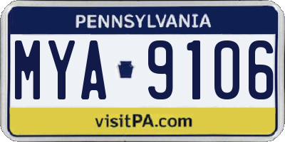 PA license plate MYA9106