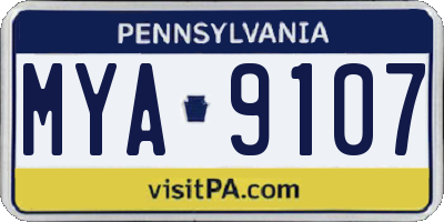 PA license plate MYA9107