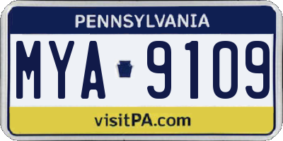 PA license plate MYA9109