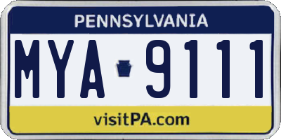 PA license plate MYA9111
