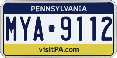 PA license plate MYA9112