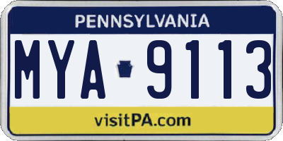 PA license plate MYA9113