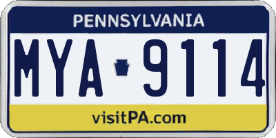 PA license plate MYA9114