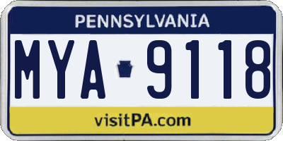 PA license plate MYA9118
