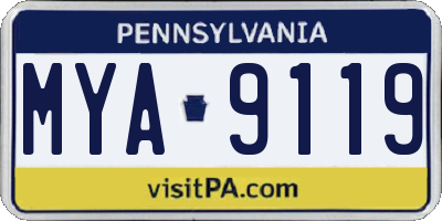 PA license plate MYA9119