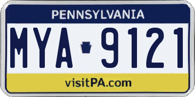 PA license plate MYA9121