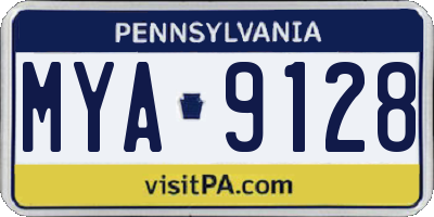 PA license plate MYA9128