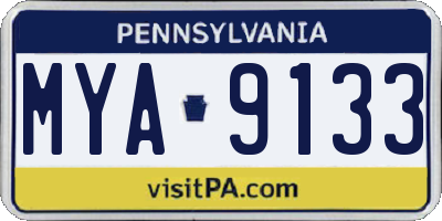 PA license plate MYA9133