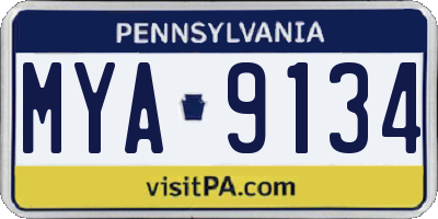 PA license plate MYA9134
