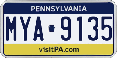 PA license plate MYA9135