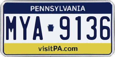 PA license plate MYA9136