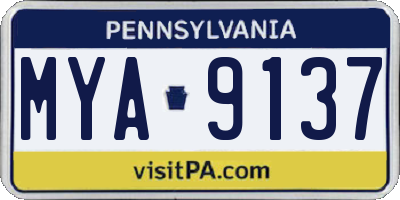 PA license plate MYA9137