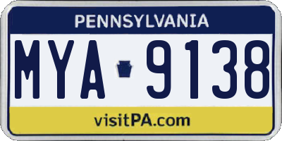 PA license plate MYA9138