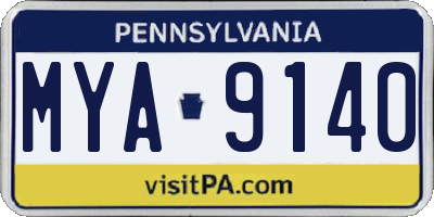 PA license plate MYA9140
