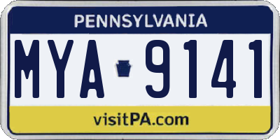 PA license plate MYA9141