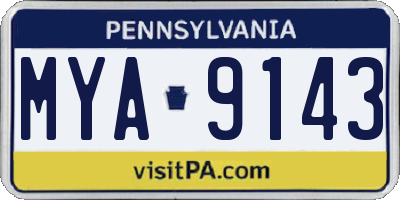 PA license plate MYA9143