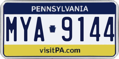 PA license plate MYA9144
