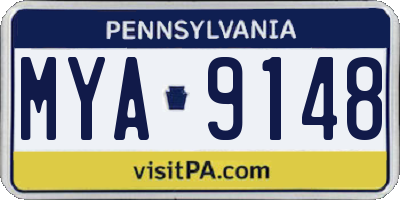 PA license plate MYA9148