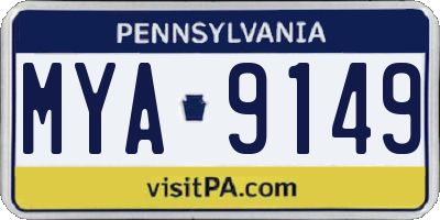 PA license plate MYA9149