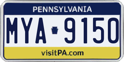 PA license plate MYA9150