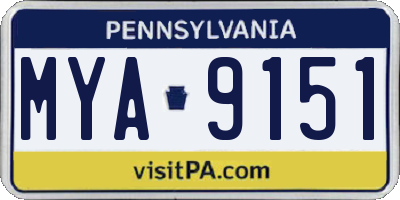 PA license plate MYA9151