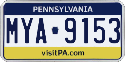 PA license plate MYA9153