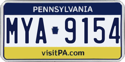 PA license plate MYA9154