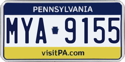 PA license plate MYA9155