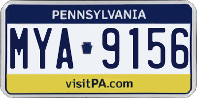 PA license plate MYA9156