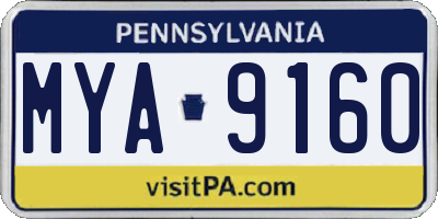 PA license plate MYA9160