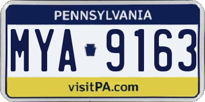 PA license plate MYA9163