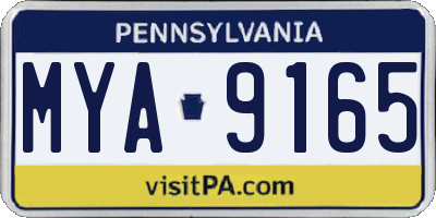 PA license plate MYA9165