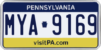 PA license plate MYA9169
