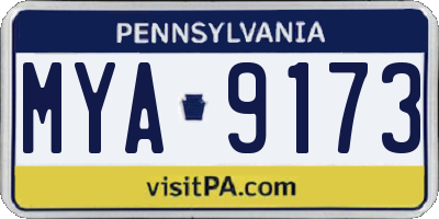 PA license plate MYA9173