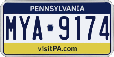 PA license plate MYA9174