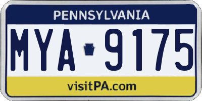 PA license plate MYA9175