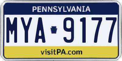 PA license plate MYA9177