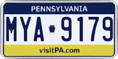 PA license plate MYA9179