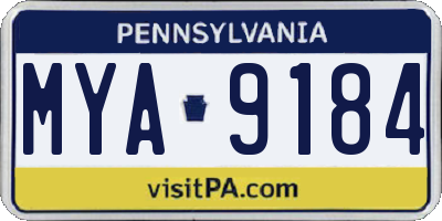 PA license plate MYA9184